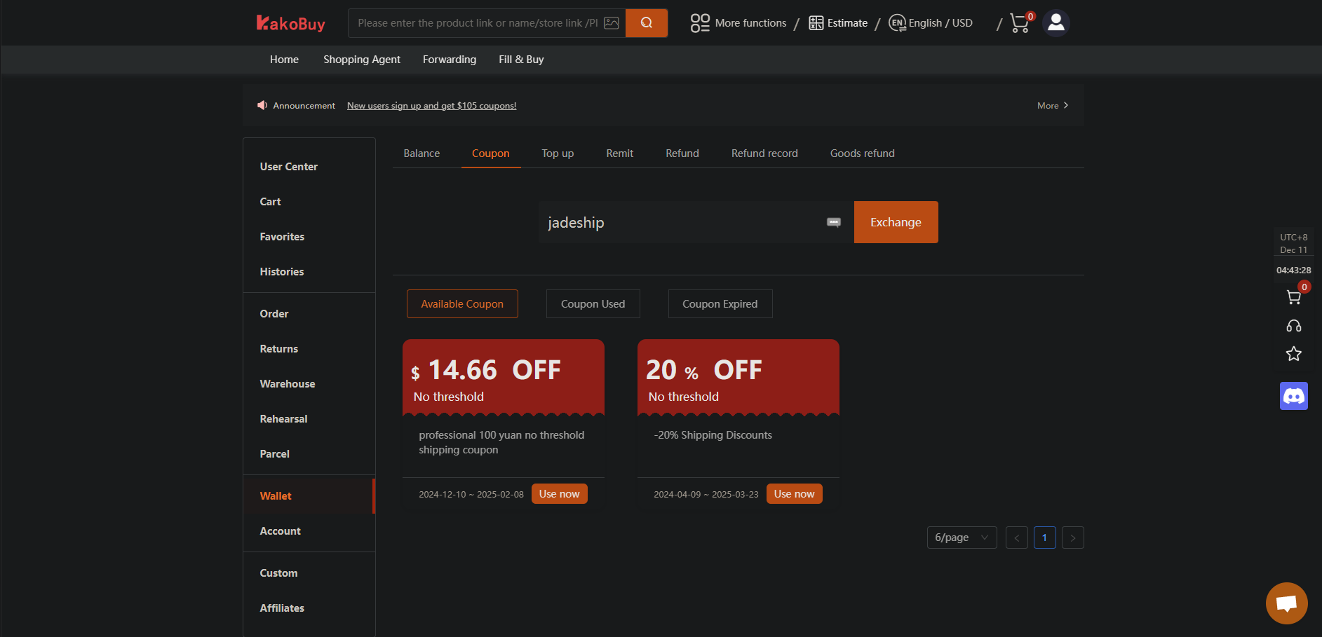 where to enter coupon code on kakobuy